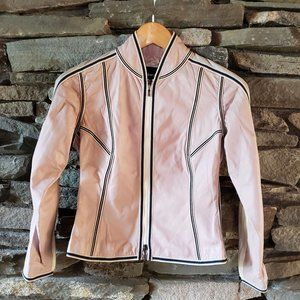 Giorgio Armani Soft Pink Lamb Leather Moto Jacket Size 42